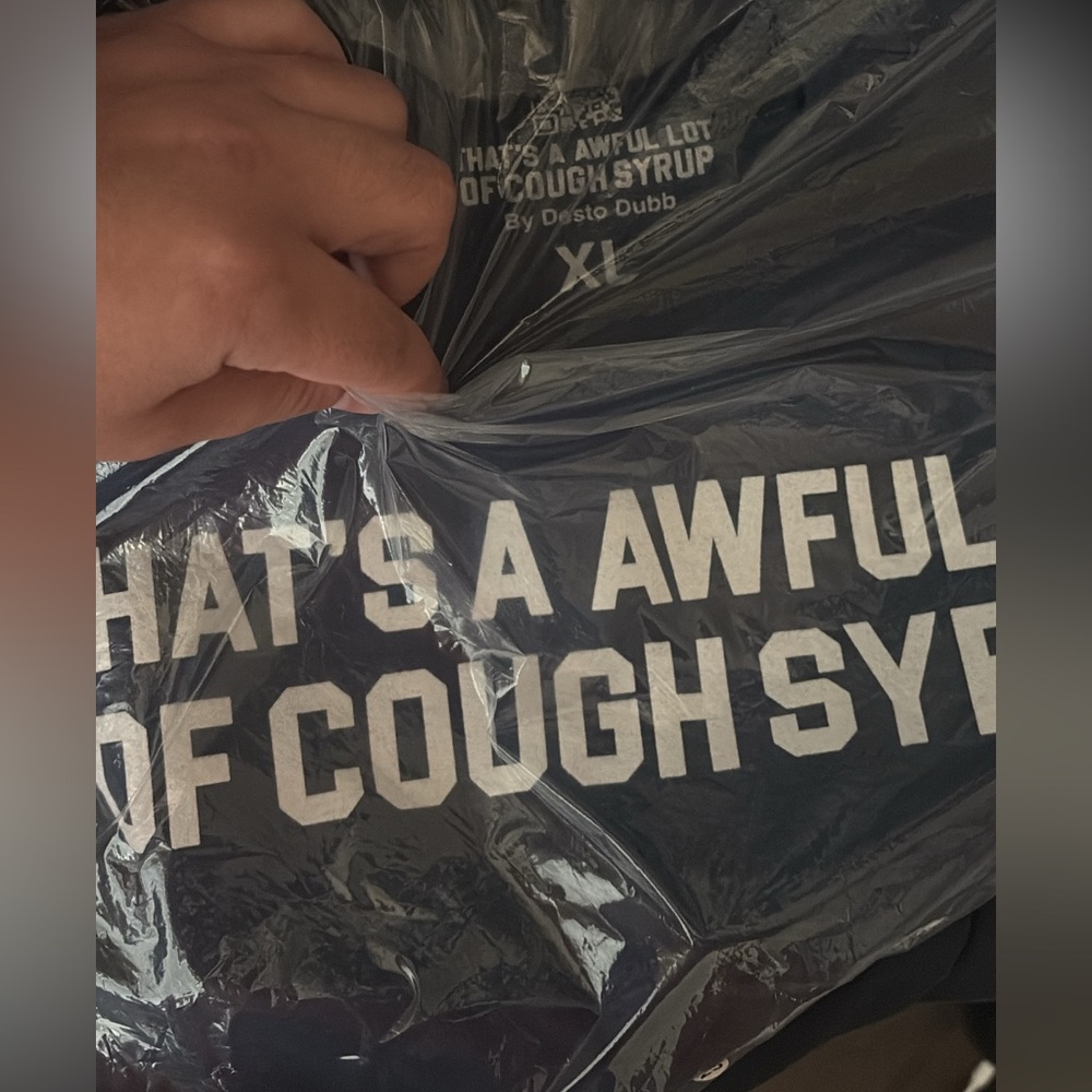 That’s A Awful Lot Of Cough Syrup XL Navy Blue Measurement Tee Brand New